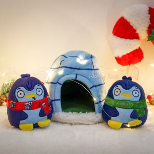 BARK Squeaky Xmas Christmas Santa Penguin Igloo Interactive Hide and Seek Treats Snuffle Nosework Mat Plush Pet Dog Puppy Cat Soft Toy with Squeaker Sound and Crinkle