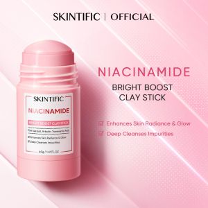 SKINTIFIC Niacinamide Bright Boost Clay Stick 40g Deep Clean Control Oil Minimize Pores Brighten Skin Remove Impurities