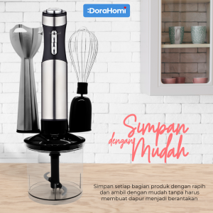 DoraHomi Hand Blender Set Portable Mixer Tangan Elektrik Stainless Steel Motor Kuat Low Watt