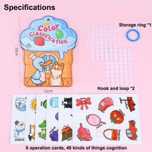 Baby Busy Book Toddlers Quiet Sticker Book Early Education Digital Color Classification Book Educational Toys