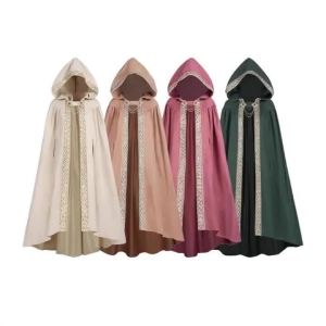 Halloween Retro Pastoral Ribbon Edge Hooded Cloak Medieval Renaissance Lace Cloak Anime Costume Carnival Party Cosplay Jacket2026