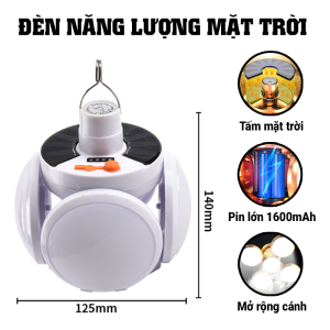Đèn Năng Lượng Mặt Trời  Đèn Tích Điện Cao Cấp Có Ba Chế Độ Sáng Dung Lượng Pin 1600mAh Thương Hiệu Cao Cấp VCP-Camping-[DCP40]