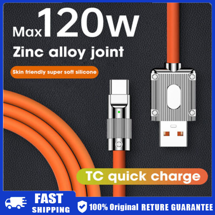 【COD/Original】Liquid Silicone 120W 6A USB Fast Charging Cable Zinc