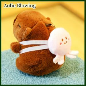 Aolie พวงกุญแจกระเป๋าตุ๊กตาการ์ตูน capybara ตกแต่งแบบห้อยตกแต่งน่ารักตุ๊กตายัดนุ่นเดสก์ท็อปเครื่องประดับตุ๊กตารถพวงกุญแจของขวัญสำหรับเด็ก