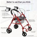 elderly leisure four-wheel shopping cart with chair walker Elderly walker trolley can push and sit shopping cart. 