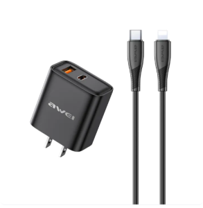 linshun Awei PD81I 22.5W Power Adapter Kit with TypeC to iOS Cables for Fast Charging - Charger Set