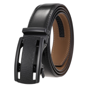 Ikat pinggang kulit pria model rel otomatis cowok laki hitam cokelat import ada box dus hitam GM-T7