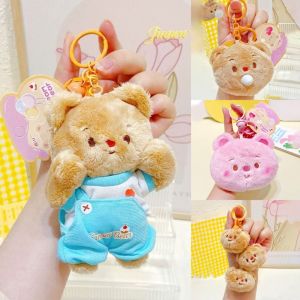 CREATIVE PAVILION สร้างสรรค์และสร้างสรรค์ พวงกุญแจหมีเนย ถ่มน้ำลายฟอง การ์ตูนลายการ์ตูน แหวนกุญแจรถ คาวาอิ ถือใบหน้า กระเป๋าของเล่นยัดไส้ ของขวัญสำหรับเด็ก