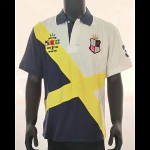 Jeans Fritz White Navy Blue Yellow Diagonal Stripe Crest Embroidered Polo Shirt For Men Short Sleeve Regular Fit Breathable Casual Summer Top COD Fast Delivery