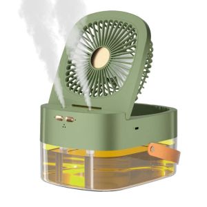 Summer Cooling Spray Mist Fan with Humidifier and Warm Little Night Light USB Plug In Handy Desk Fan