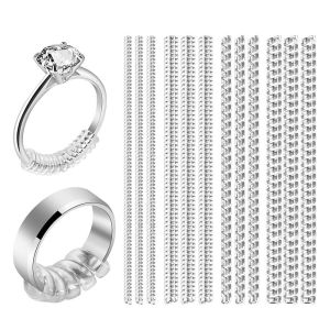 ELIN 12Pcs Set Clear Ring Size Adjuster Spiral Base Adjustment Tool Loose Ring Spacers Rings Inserts Invisible Ring Guard Tightener Jewelry Size Reducers