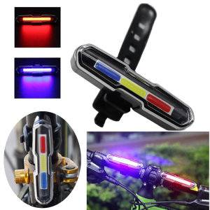MTB Bicycle Taillight LED Brake Bike Rear Light USB Rechargeable Signals Lamp Cycling Helmet Light Lamp Waterproof Light for Bike Accessories
