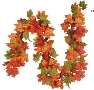 1.75M Artificial Fall Maple Leaf Garland Fake Plants Autumn Decor Leaves Vine For Thanksgiving Halloween Festivals Wedding Decora