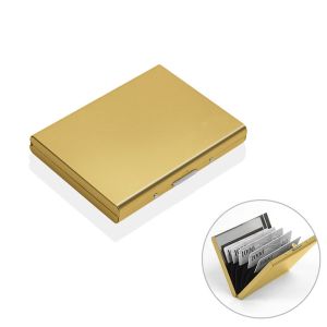 Dompet Kartu ATM Slim Aluminium 6 Slot RFID Anti Magnet Anti Gores Kotak Penyimpanan Kartu Kredit Pria Wanita