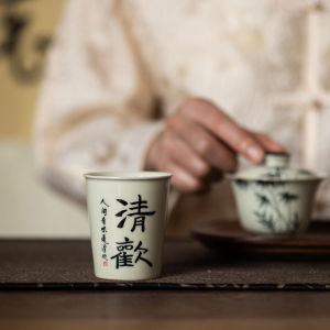 纯手写茶杯主人杯单杯陶瓷功夫茶具品茗杯家用可乐杯高款杯创意杯