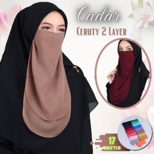 CADAR TALI 2 LAYER CERUTY BABYDOLL NIQAB NIQOB TANPA JAHITAN BAWAH MATA | BISA COD