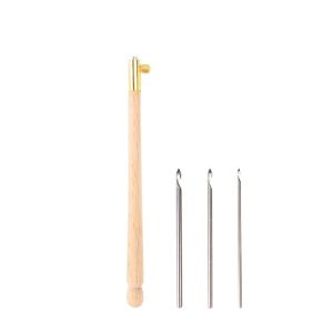 LANCE Tay cầm bằng gỗ Kim Thêu Móc đan 3 kim Kim móc Thêu ngược Nhiều kích cỡ Kim thêu chữ thập Thêu đính cườm