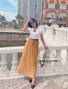 ARUMI - Maudy Pleated Skirt Fit to 2L - Rok Plisket Wanita Motif Timbul Premium Quality - Rok Panjang Plisket Wanita Motif Kekinian