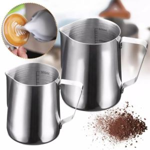 350ML Milk Frother Mugs: A High-Quality 304 Stainless Steel Cappuccino Coffee Latte Serving Pitcher Jug with Handle