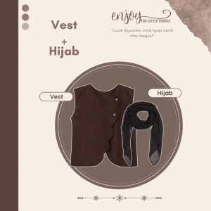OOTD Hijab Sylish Kekinian | One Set Wanita | Outfit Hang Out | Vest + Manset + Rok + Jilbab - CM53N