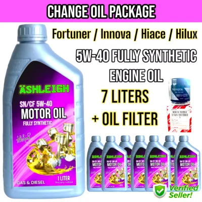 5w-40 Fully Synthetic Engine Oil 7L with Oil Filter Yzzd2 Toyota Fortuner Innova Hiace Hilux Change Oil Package Bundle 5w40