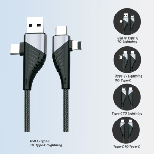 mutifunctional 4in1 charging cable wire with type c to lightning usb data cable PD60w compatible for iPhone 11 12 Pro Max samsung S20 Oppo phones