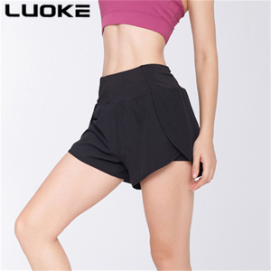 Luoke Thin Sports Shorts Womens Large Loose High Waist Fake Two-piece Running Yoga Fitness Pants Big Size