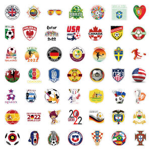 clu Qatar World Cup Stickers 100pcs Waterproof Football Club Logo Stickers DIY Mixed Doodle Decals Laptop Phone Tatto ulc