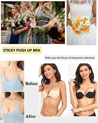 FUNPOINT Strapless Sticky Bra Invisible Lift up Backless Bra Adhesive Push  up Bra for Womens 2023 Upgrad