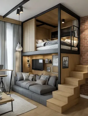 【SG Local Contractor】【Custom Furniture】Customized Loft platform with staircase with Study Area below / Furniture Customization/ Bedroom design & Renovation