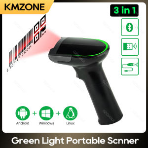 1D 2D Handheld Barcode Scanner Reader QR PDF417 Bluetooth 2.4G Wireless Wired USB Green Light Source for Pos Payment Scanning