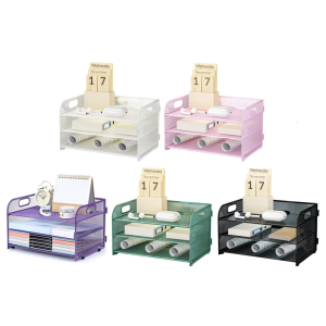 3 tầng dụng cụ sắp xếp bàn giấy Organiser với xử lý máy tính xách tay SORTER Rack phụ kiện để bàn cho văn phòng nhà và trường học