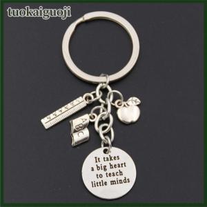 tuokaiguoji Giáo viên Keychain phải mất một trái tim lớn để dạy ít tâm trí Keyring schoolbag Mặt dây chuyền trang trí quà tặng