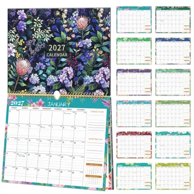 DIVATEN 2027 Wall Calendar Floral 12 Month Hanging Calendar Large Date Block Calendar Organizer Home Office