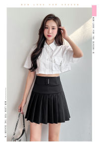 Black Pleated Skirt Autumn New Autumn and Winter Design Sense Letter Abdomen Stretch High Waist Skirt A-line Skirt