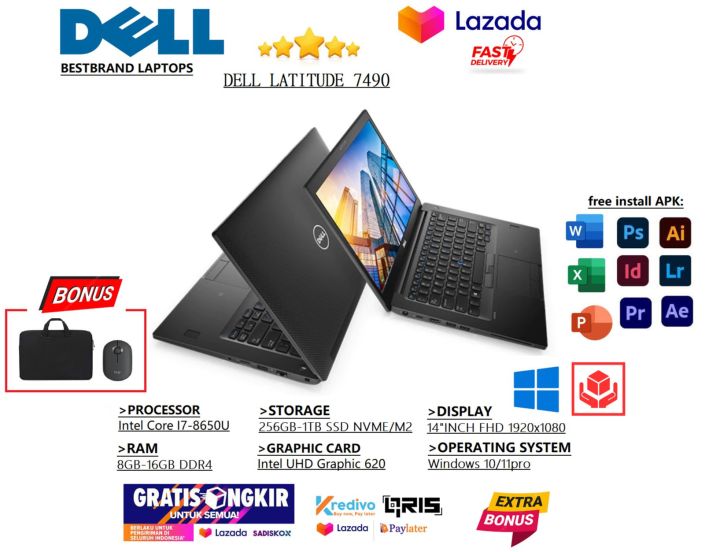 LAPTOP Dell 7490 Touchscreen Core i7 Gen8 16GB/512GB SSD FREE+TAS