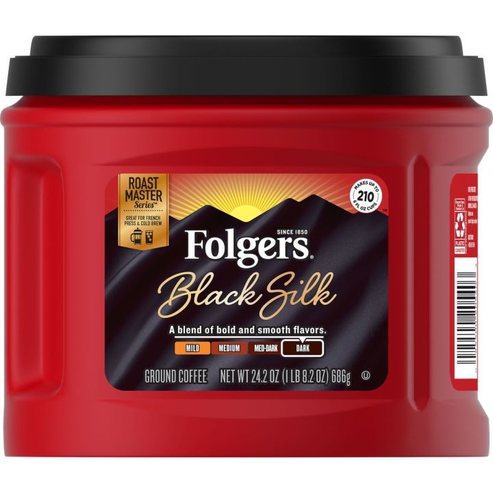 GROUND COFFEE FOLGERS Clic Roast, Decaf, Black Silk, French Roast ...