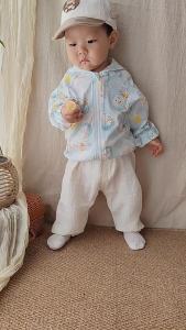 Anji Little Duck Baby Anti-Mosquito Pants A Cotton-like childrens pants summer thin style baby long pants casual childrens trousers