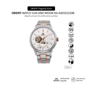 Đồng hồ cơ nam Orient Watch Sun And Moon RA-AS0101S10B lộ máy dự trữ năng lượng 40 tiếng tự động lên dây cót mặt kính cường lực chống xước chống nước dây thép đeo tay chính hãng
