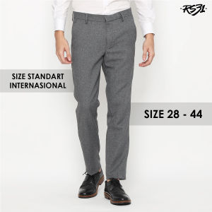 Celana Bahan Formal Pria RS31 Slim Fit - Celana Kerja Kantor Big Size Grey Black Navi Trouser Pants Abuabu Hitam Navy