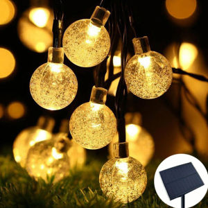 50 LED Globe Solar String Lights Outdoor Waterproof  7.5M Crystal Ball LED Fairy Light Globe String Lights with 11 Modes Solar Garden Lights for Yard Porch Christmas Wedding Party Decor