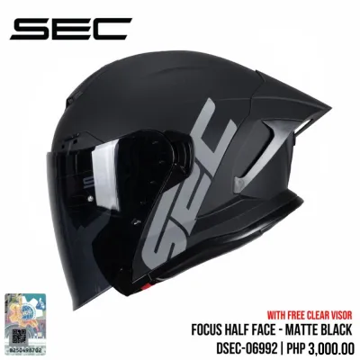 SEC Focus Half Face Helmet for Motorcycle | Gloss/Matte | M-XL