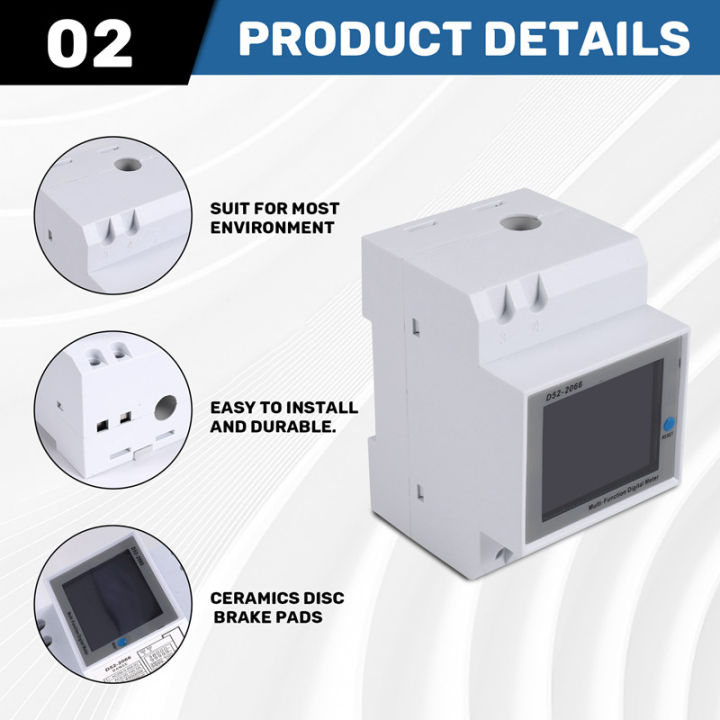 Din Rail AC Monitor 6IN1 100A Voltage Current Power Factor Active KWH ...