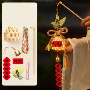 MILLICTD Luminous Mid-Autumn Festival Lantern Handmade Ancient Style Children DIY Lantern Material Kit Traditional Handcraft Rabbit Handheld Lantern Kid Gift