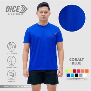 Jersey Kaos Dry Fit Olahraga Polos Running Gym Badminton Dice Cobalt Blue