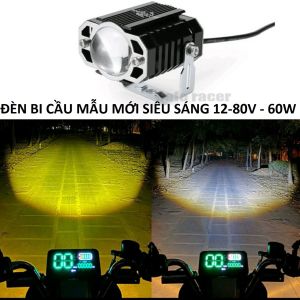 (LOẠI TỐT) Đèn trợ sáng xe máy ô tô 12v-80v cốt vàng pha trắng 45w siêu gom mẫu mới chống nước Đèn bi cầu 2 màu siêu sáng