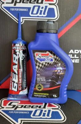 น้ำมันเครื่องspeed oil 10w-40 สังเคราะห์แท้ 100% ขนาด1ลิตร+น้ำมันเฟืองท้าย ขนาด 130ML สำหรับจักร์ยานยนต์ออโต้ Aerox Forza Scoopy Nmax
