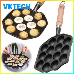 14 Holes Takoyaki Grill Pan Non Stick Non Slip Coating Durable Cast Iron Takoyaki Maker for Kitchen Cooking