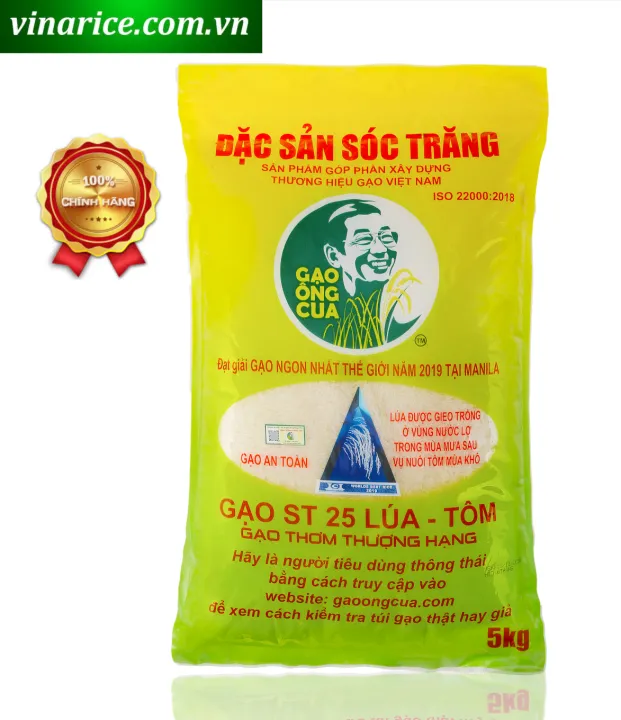 Gạo ST25 Lúa Tôm 5kg - ngon nhất thế giới- Gạo thơm tôm sạch