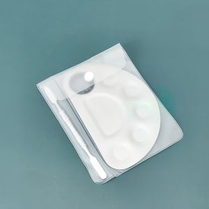 Bộ Khay Pha Màu Trang Điểm Trộn Nền Spatula Makeup Bằng Thép Không Gỉ Cho Lớp Nền Mỏng Mịn Phù Hợp Với Mọi Loại Kem